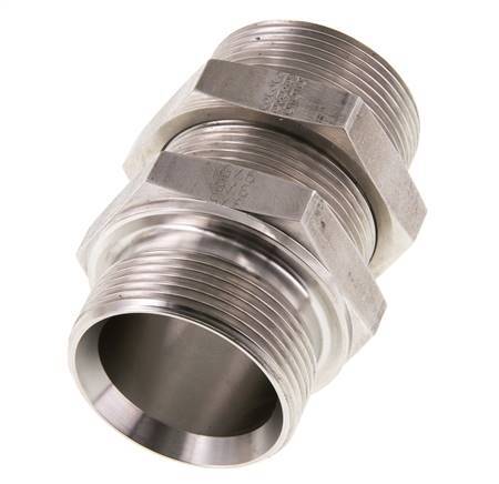 G 1 1/2'' Stainless steel Bulkhead Double nipple 190 Bar - Hydraulic
