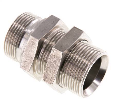 G 1 1/4'' Stainless steel Bulkhead Double nipple 190 Bar - Hydraulic