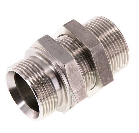G 1 1/4'' Stainless steel Bulkhead Double nipple 190 Bar - Hydraulic