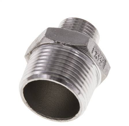 1/2'' NPT x 1'' NPT Stainless steel Double Nipple 16 Bar