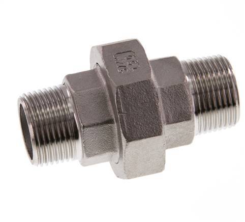 R 3/4'' Stainless steel Double Nipple 3-pieces with Conically sealing 16 Bar