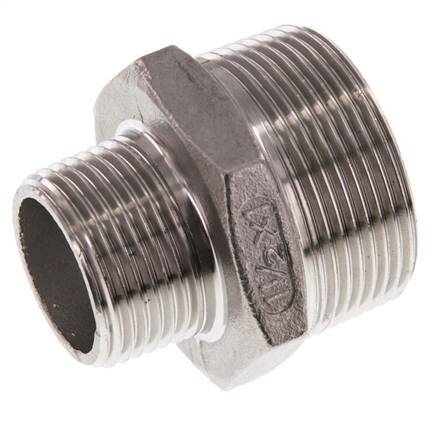 R 1 1/2'' x R 1'' Stainless steel Double Nipple 16 Bar