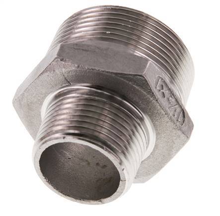 R 1 1/2'' x R 1'' Stainless steel Double Nipple 16 Bar
