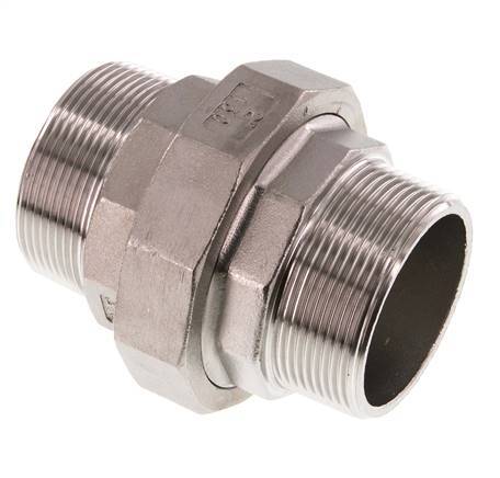 R 2'' Stainless steel Double Nipple 3-pieces with Conically sealing 16 Bar