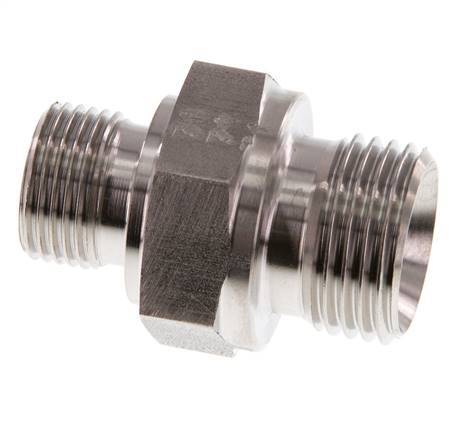 G 1/2'' x G 3/8'' Stainless steel Double Nipple 400 Bar - Hydraulic