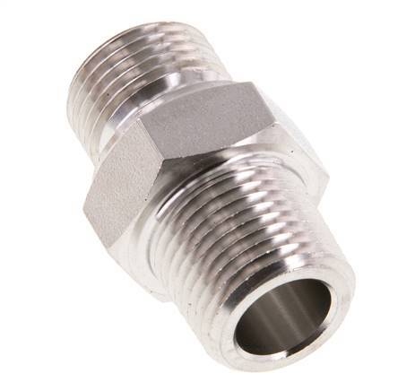 1/2'' NPT x G 1/2'' Stainless steel Double Nipple 40 Bar - Hydraulic