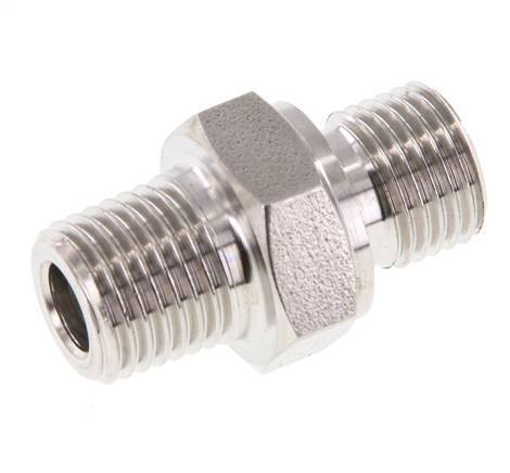 1/4'' NPT x G 1/4'' Stainless steel Double Nipple 40 Bar - Hydraulic