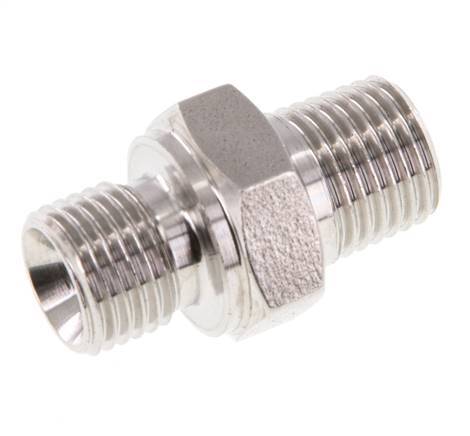 1/4'' NPT x G 1/4'' Stainless steel Double Nipple 40 Bar - Hydraulic