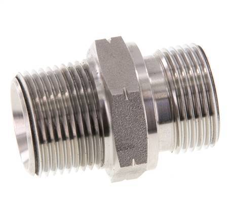 3/4'' NPT x G 3/4'' Stainless steel Double Nipple 40 Bar - Hydraulic