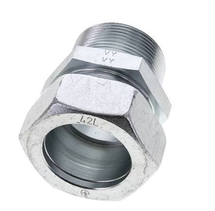 1 1/2'' NPT Male x 42L Zinc plated Steel Straight Cutting Ring 160 Bar DIN 2353