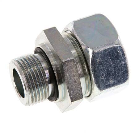 G 3/4'' Male x 28L Zinc plated Steel Straight Cutting Ring with FKM Seal 160 Bar DIN 2353