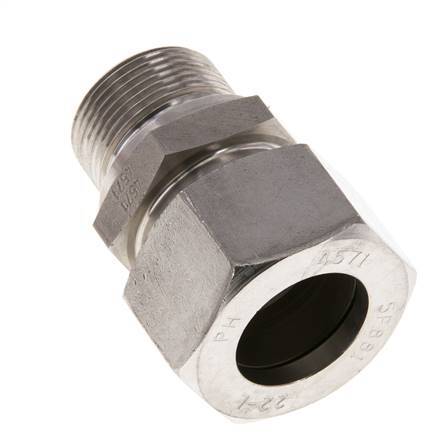 M26x1.5 Male x 22L Stainless steel Straight Cutting Ring 160 Bar DIN 2353