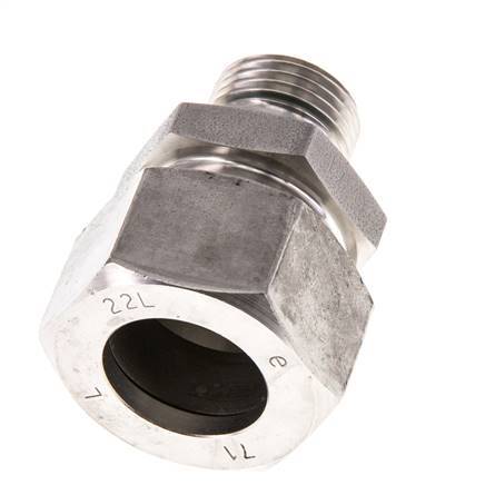 G 1/2'' Male x 22L Stainless steel Straight Cutting Ring with FKM Seal 160 Bar DIN 2353