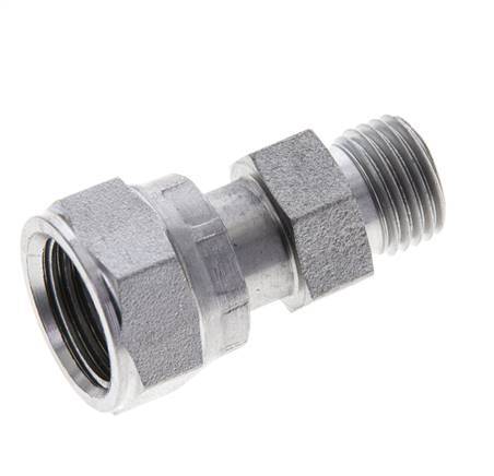 UN 11/16''-16 x UNF 9/16''-18 F/M Zinc plated Steel Reducing Adapter ORFS 630 Bar - Hydraulic