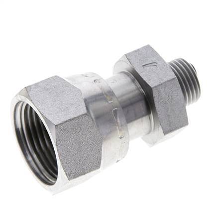 UN 1-3/16''-12 x UN 11/16''-16 F/M Zinc plated Steel Reducing Adapter ORFS 400 Bar - Hydraulic