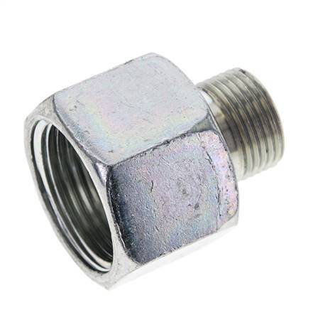 UN 1-3/16''-12 x UN 13/16''-16 F/M Zinc plated Steel Reducing Adapter ORFS 400 Bar - Hydraulic