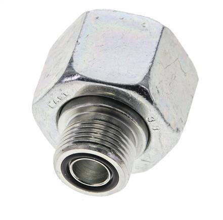 UN 1-3/16''-12 x UN 13/16''-16 F/M Zinc plated Steel Reducing Adapter ORFS 400 Bar - Hydraulic