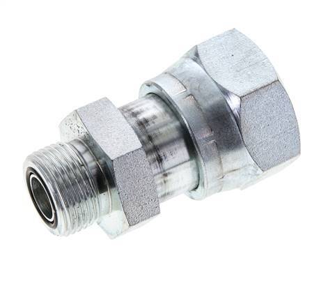 UN 1-7/16''-12 x UNS 1''-14 F/M Zinc plated Steel Reducing Adapter ORFS 400 Bar - Hydraulic