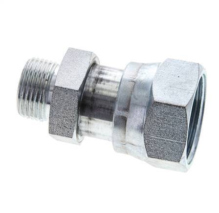 UN 1-7/16''-12 x UNS 1''-14 F/M Zinc plated Steel Reducing Adapter ORFS 400 Bar - Hydraulic