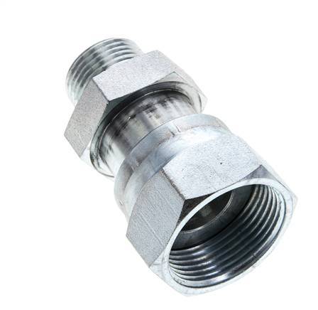 UN 1-7/16''-12 x UNS 1''-14 F/M Zinc plated Steel Reducing Adapter ORFS 400 Bar - Hydraulic