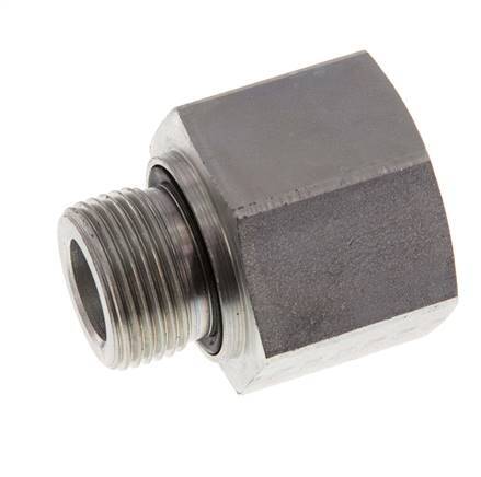 G 3/4'' x G 1'' M/F Zinc plated Steel Reducing Adapter 400 Bar - Hydraulic