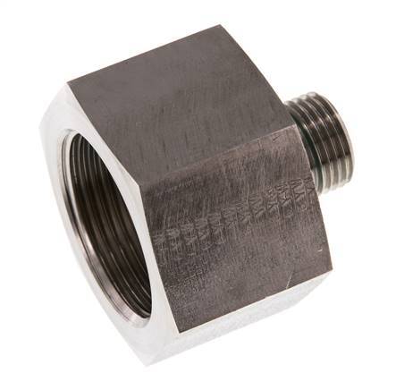 G 1/2'' x G 1 1/4'' M/F Stainless steel Reducing Adapter 400 Bar - Hydraulic