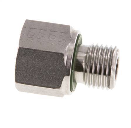 G 1/4'' x G 1/8'' M/F Stainless steel Reducing Adapter 630 Bar - Hydraulic