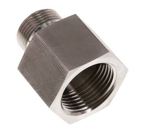 G 3/4'' x G 1'' M/F Stainless steel Reducing Adapter 400 Bar - Hydraulic