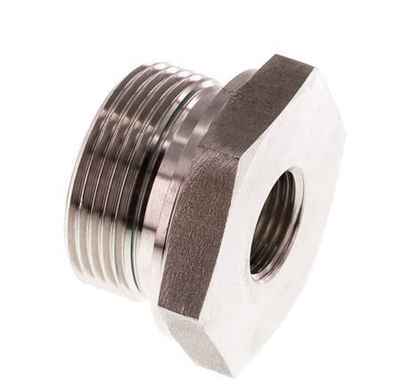 G 1 1/4'' x G 1/2'' M/F Stainless steel Reducing Adapter 400 Bar - Hydraulic