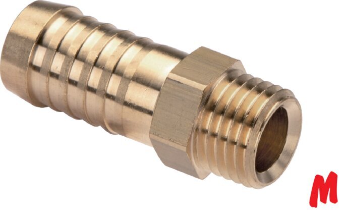 M8x0.75 Male x 6mm Brass Hose barb 16 Bar [5 Pieces]