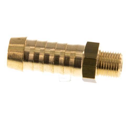 M8x0.75 Male x 9mm Brass Hose barb 16 Bar [5 Pieces]