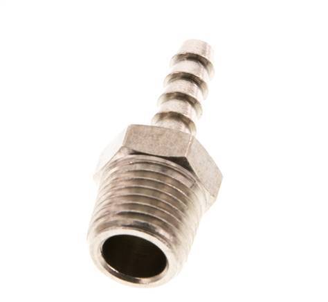 R 1/4'' Male x 5mm Nickel plated Brass Hose barb 16 Bar [5 Pieces]