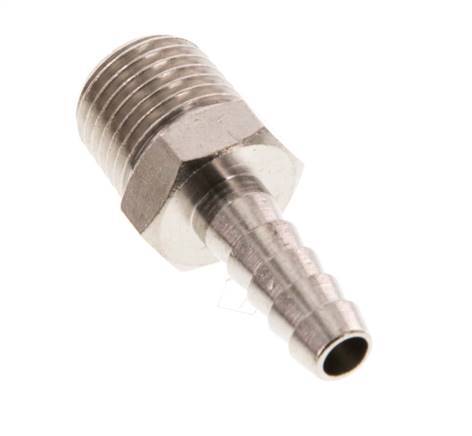 R 1/4'' Male x 6mm Nickel plated Brass Hose barb 16 Bar [5 Pieces]