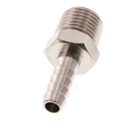 R 1/4'' Male x 6mm Nickel plated Brass Hose barb 16 Bar [5 Pieces]