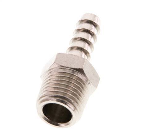 R 1/4'' Male x 6mm Nickel plated Brass Hose barb 16 Bar [5 Pieces]