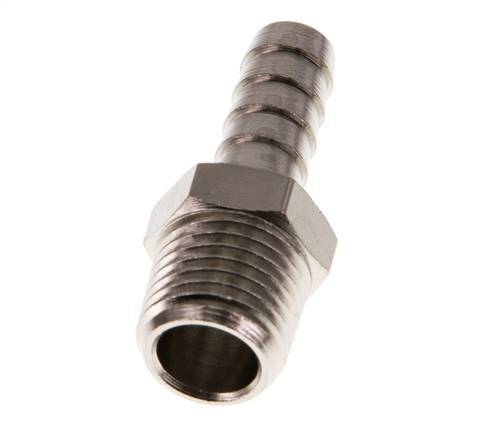 R 1/4'' Male x 8mm Nickel plated Brass Hose barb 16 Bar [5 Pieces]