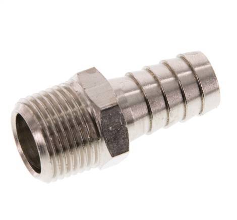 R 3/8'' Male x 12mm Nickel plated Brass Hose barb 16 Bar [5 Pieces]