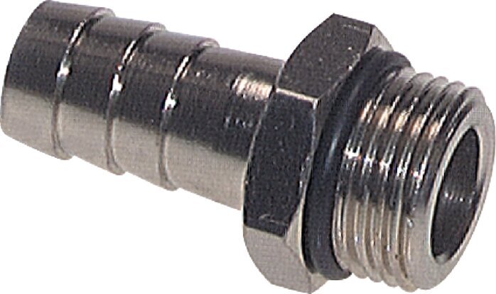 G 1/4'' Male x 8mm Nickel plated Brass Hose barb with NBR Seal 30 Bar [5 Pieces]