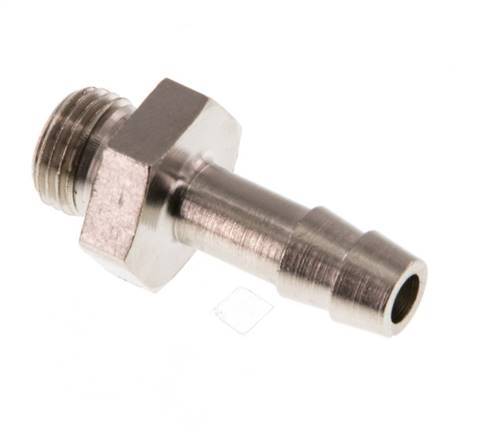 G 1/8'' Male x 6mm Nickel plated Brass Hose barb with NBR Seal 30 Bar [5 Pieces]