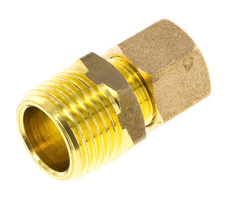 R 1/2'' Male x 10mm Brass Straight Compression Fitting 95 Bar DIN EN 1254-2
