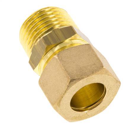 R 1/2'' Male x 14mm Brass Straight Compression Fitting 89 Bar DIN EN 1254-2