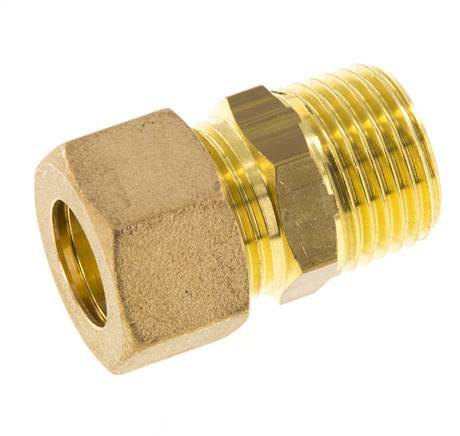 R 1/2'' Male x 14mm Brass Straight Compression Fitting 89 Bar DIN EN 1254-2