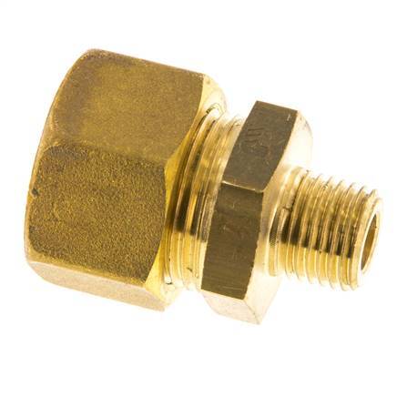 R 1/4'' Male x 16mm Brass Straight Compression Fitting 76 Bar DIN EN 1254-2