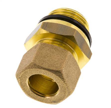 G 1/2'' Male x 14mm Brass Straight Compression Fitting with PA Seal 89 Bar DIN EN 1254-2
