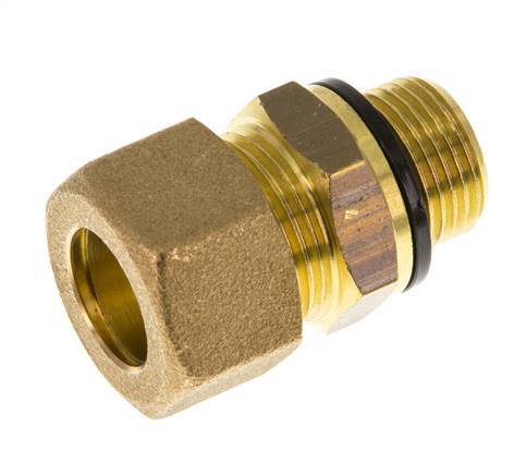 G 3/8'' Male x 14mm Brass Straight Compression Fitting with PA Seal 89 Bar DIN EN 1254-2