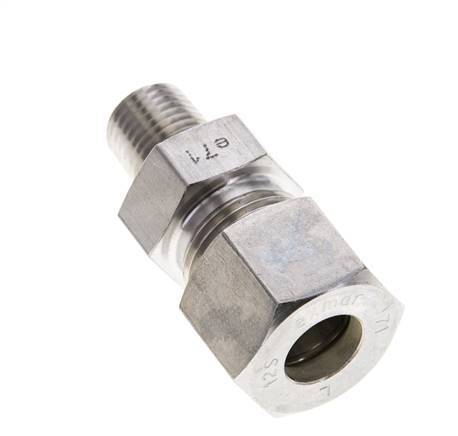 1/4'' NPT Male x 12S Stainless steel Straight Compression Fitting 630 Bar DIN 2353