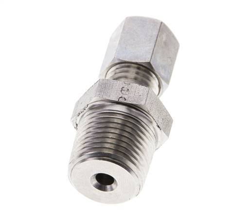 3/8'' NPT Male x 6L Stainless steel Straight Compression Fitting 315 Bar DIN 2353