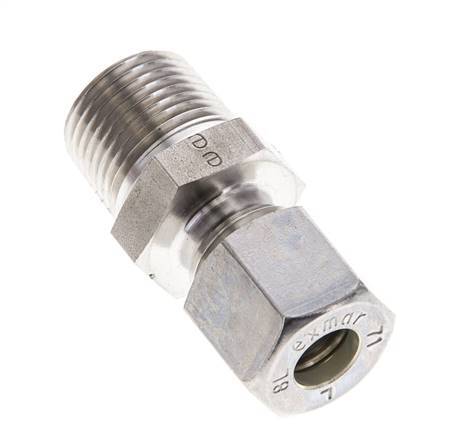 3/8'' NPT Male x 8L Stainless steel Straight Compression Fitting 315 Bar DIN 2353