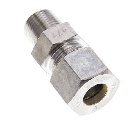 3/8'' NPT Male x 12S Stainless steel Straight Compression Fitting 630 Bar DIN 2353