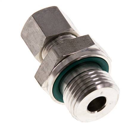G 1/2'' Male x 10L Stainless steel Straight Compression Fitting with FKM Seal 315 Bar DIN 2353